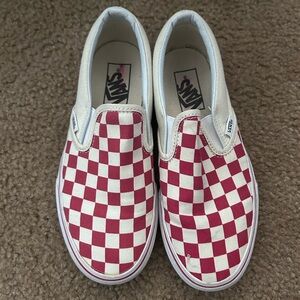 Vans Red and White Checkered Slip-On Sneakers
